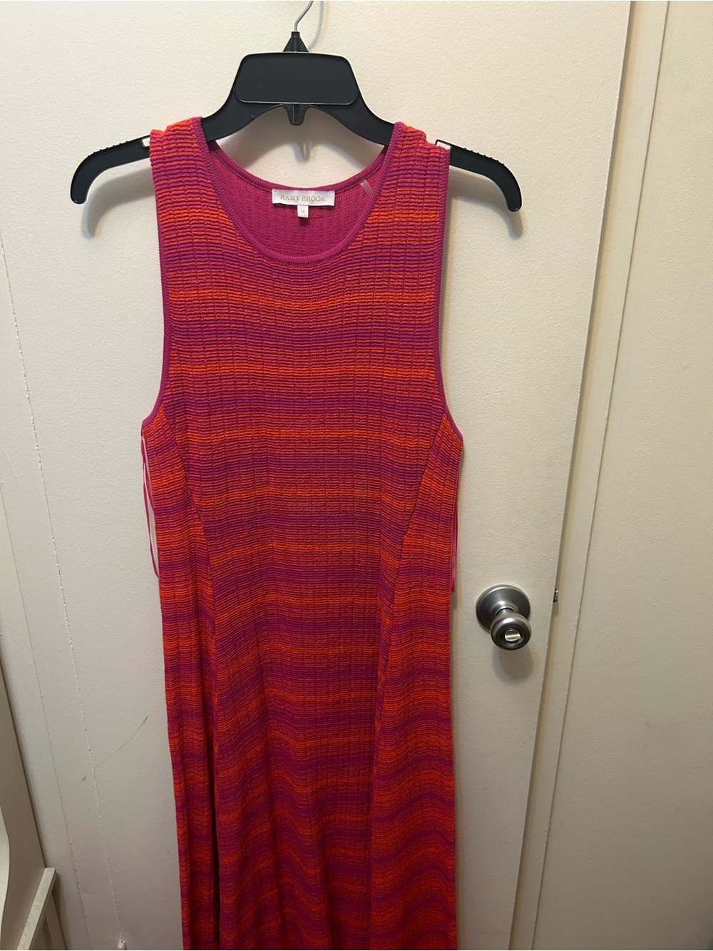 Ramy Brook Pink and Orange Striped Maxi Dress